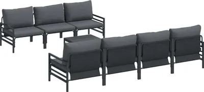 Image de vidaXL Ensemble de canapé de jardin avec coussins 8 pcs noir acier