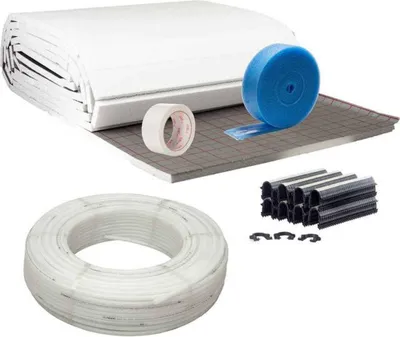 Produktbild von 60 m² Set Tackersystem Rollbahn 35 mm WLG 045 16 x 2 PE-RT Rohr Raster 10 cm + Zubehör