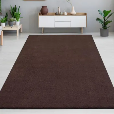 Produktbild von Weicher Teppich Hochflor Kuschelig Pflegeleicht Modern Wohnzimmer Schlafzimmer Esszimmer in Braun Größe - 240 x 340 cm