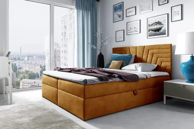 Obrázok produktu pre Čalúnená posteľ s prešívaným čelom SUSANA - 200x220, žltá + topper