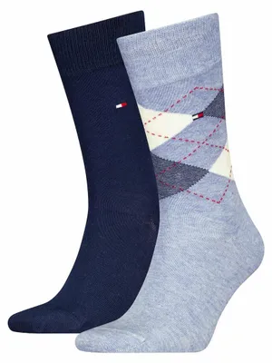 Obrázok produktu pre Tommy Hilfiger Sock Check (2-balenie), pánske ponožky, modré kockované