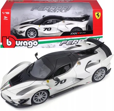 Zdjęcie produktu dla BBURAGO Ferrari FXX-K EVO 1:18 weiss, Model super pojazdu, Wstępnie zmontowany, 1:18, Ferrari FXX-K EVO, Każda płeć, Metal, Plastik