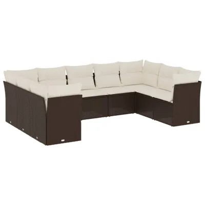 Produktbild von vidaXL 9-tlg. Garten-Sofagarnitur mit Kissen Braun Poly Rattan