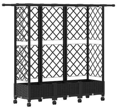 Obrázek produktu pro vidaXL Vyvýšený záhon s opěrnou mřížkou a střechou, černý, 164 x 40 x 127 cm, PP