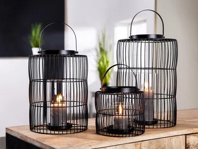 Produktbild von Casablanca Windlicht, "Stage", Metall, schwarz, , H. 23 cm, D. 16,5 cm 69077