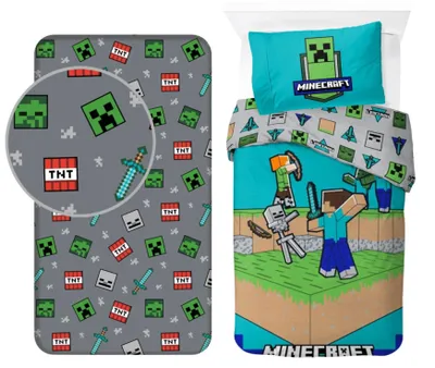 Produktbild von Minecraft-Schlafzimmer-Set; Bettbezug und Bettlaken