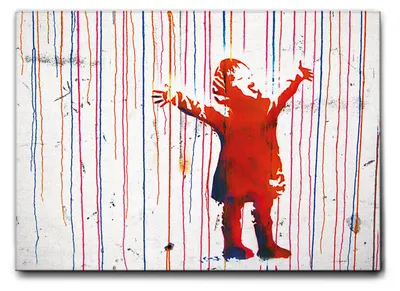 Immagine prodotto di Giallobus - Bimbo color - Banksy - 70L x 50l cm - Quadro - Tela Canvas Telaio Standard