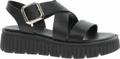 Produktbild von Tamaris Damen Sandale aus Leder mit gekreuzten Riemen und Plateau 1-28705-44, Größe:38 EU, Farbe:Schwarz