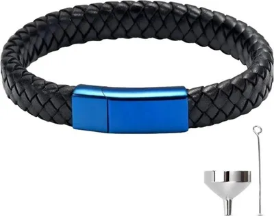 Image de Bracelet Luxe As 20 cm avec Ashanger pour les cendres, les cheveux ou le parfum - Bijoux commémoratifs en acier inoxydable en bleu