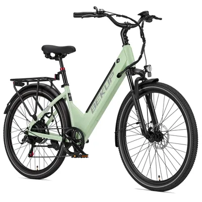 Obrázek produktu pro Elektrokolo městské, 26 palců, unisex, 522 Wh, 45 Nm, 36V, 14,5 Ah, dojezd až 120 km, nízký rám, městské elektrokolo, holandský styl, zadní světlo, Shimano 7 rychlostí, zelená barva
