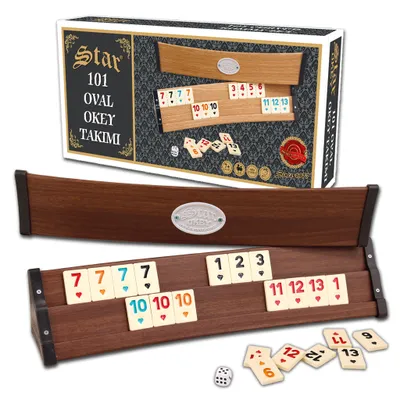 Produktbild von Star Oyun Brettspiel Star 101 Oval Rummy Okey Set, Dunkel