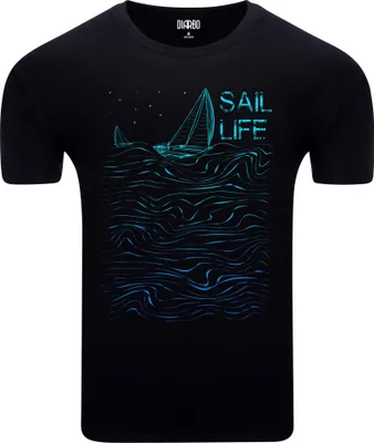 Produktbild von Diarbo Herren T-Shirt mit Meeresdruck Segelleben Schwarz Gr.XS