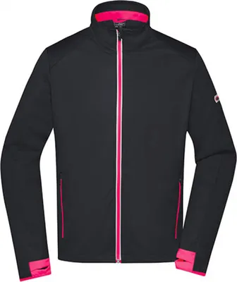 Produktbild von James+Nicholson JN1126 | Men`s Sports Softshell Jacket - Farbe: Black/Light Red - Größe: S