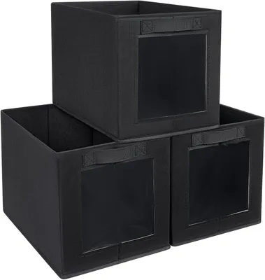 Produktbild von Faltbare Aufbewahrungsboxen mit Fenster - Organizer für Kleiderschrank - 34 x 23 x 23 cm - Schwarz