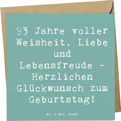 Produktbild von Mr. & Mrs. Panda Grußkarte Spruch 93. Geburtstag - Meeresbrise - Geschenk, Klappkarte, Lebenserfahrung, Glückwunschkarte, Glückwunsch, Feiern, Respekt, glückliches Leben