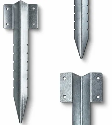 Imagen del producto de Soporte para valla con estaca de tierra, anclaje para suelo, galvanizado, 115 x 80 x 440 mm, 1 unidad., Imagen generada por IA