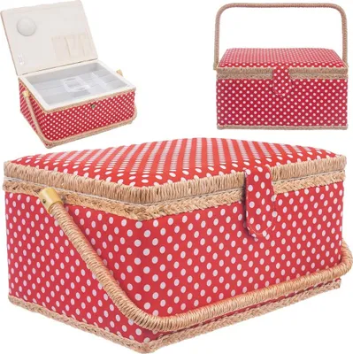 Produktbild von Orion Nähkästchen Nähkorb Organizer Aufbewahrungskästchen für Nähzubehör Nähgarne 24x18x12 cm