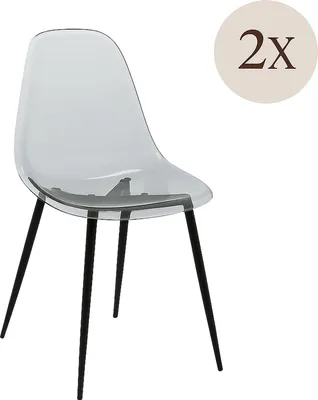Produktbild von Satz mit 2 Stühlen Agate, PET-Sessel, ergonomischer Esszimmerstuhl, Besprechungssitz, 53 x 46 x 81 cm, Rauch