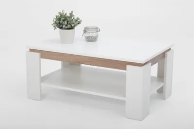 Produktbild von Couchtisch TIMO 2-  90x60 cm mit Ablageboden Weiss / Wildeiche