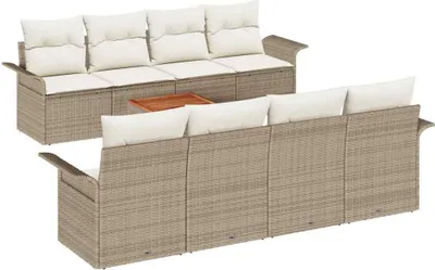 Produktbild von vidaXL Gartensofa-set 9 stk. Beige Poly-Rattan