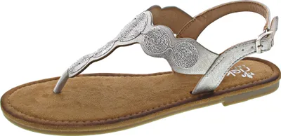 Produktbild von Rieker V7565 Damen Sandaletten Zehentrenner Slingsandalen , Größe:39 EU, Farbe:Silber