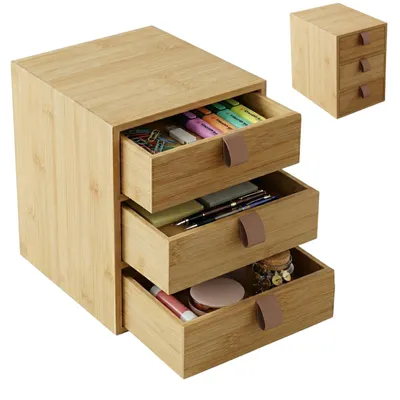 Obrázok produktu pre Bambusový organizér NILA s 3 zásuvkami, 21 cm