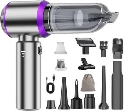 Produktbild von Mini-Autostaubsauger – Kabelloser Handstaubsauger – Für Auto, Büro und Zuhause – 4-in-1-Funktionen – 22.000 PA Saugleistung – Silber, Lila