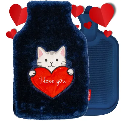 Immagine prodotto di Grande borsa dell'acqua calda in gomma con fodera in peluche da 1,8 l di SOXO – Regalo di San Valentino per donne