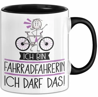 Produktbild von Geschenk für Fahrradfahrerin Tasse Lustige Geschenkidee Geburtstag Ich Bin Fahrradfahrerin Ich Darf Das (Schwarz)