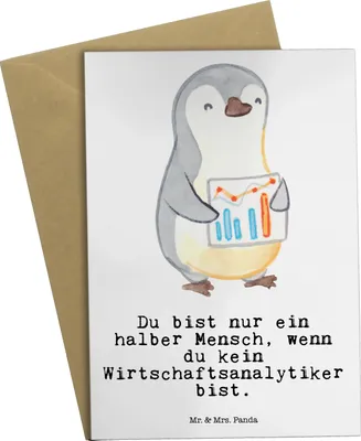 Produktbild von Mr. & Mrs. Panda Grußkarte Wirtschaftsanalytiker Herz - Weiß - Geschenk, hochzeitskarten, einladungskarten, genesungskarte, weihnachtskarten, osterkarten