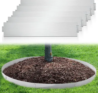 Produktbild von Rasenkante Metall 100 x 15 cm 5m Beeteinfassung Mähkante Verzinkt Wegbegrenzung Beetumrandung Palisade Silber