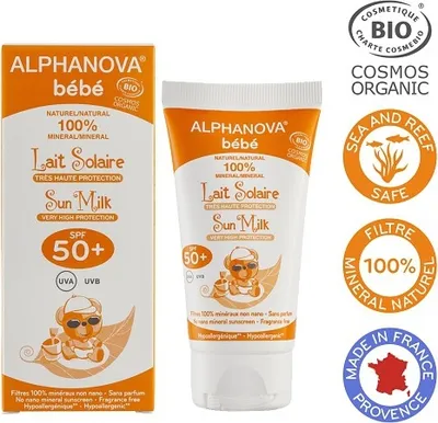 Produktbild von Alphanova Sun Sun Sonnenschutzmilch für Babys LSF 50, parfümfrei (50 g)