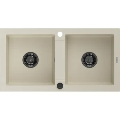 Obrázok produktu pre Mexen Mario granitový dvojkomorový drez 820 x 436 mm, Béžová, Sifón Čierna - 6504822000-69-B