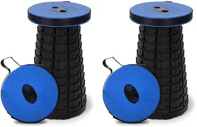 Produktbild von Unyqoos® Verstellbarer Teleskop-Hocker, ultraleicht (1 kg), Höhe 6–46 cm, klappbar, rutschfeste Basis, PP-Material – für Outdoor & Camping