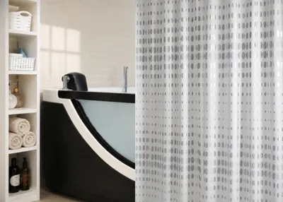 Produktbild von Spirella Noon Silver Duschvorhang 180x200 cm Textil Weiß Silber Metall-Effekt
