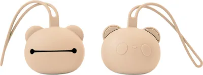 Produktbild von Schnullerbox Silikon, Schnulleraufbewahrung - BPA-frei - Sichere Aufbewahrung, Hochwertiges Zubehör für Kinder & Babys, Panda Design - KIDKOOL Beige