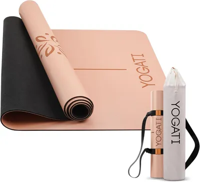 Produktbild von Yoga-Matte rutschfest mit Ausrichtungslinien, 183x61 cm, für Pilates und Fitness