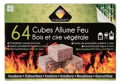 Produktbild von Anzündwürfel Feueranzünder Grillanzünder - 64 Stück - Pflanzenwachs -Holz - Für Grill und Kamin