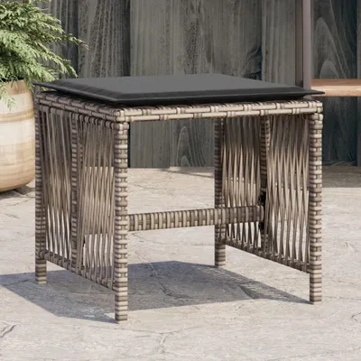 Produktbild von Möbel Gartenhocker mit Kissen 4 Stk. Grau 41x41x36 cm Poly Rattan - Gartenhocker 365057