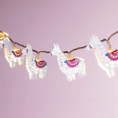 Productafbeelding van Batterij operated llama kinderen fairy string lights - Slaapkamer Nursery 10 Warm Witte LED's met Timer 1,8 m