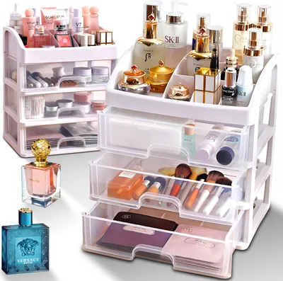 Produktbild von Organizér na make-up, Držiak na kozmetické štetce so zásuvkami, Nastaviteľný úložný box na kozmetiku/šperky/štetce 17x23,3x26,8 cm Retoo