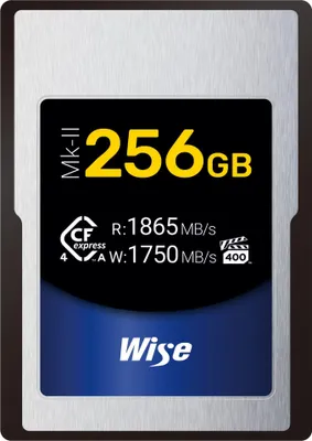 Obrázek produktu pro Wise CFX4-A256M2, 256 GB, CFexpress typ A, TLC, 1865 MB/s, 1750 MB/s, Prachuodolný, Odolný proti nárazům, Odolnost vůči rentgenu