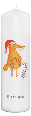 Produktbild von Mr. & Mrs. Panda Kerze Fuchs Weihnachten 29 x 8 cm XL - Weiß - Geschenk, Stumpenkerze, Erinnerungslicht, Winter, Nikolaus, Bedruckte, Blockkerze, Erinnerungskerze