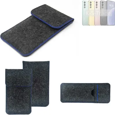 Produktbild von K-S-Trade Handy-Hülle Schutz-Hülle kompatibel mit Meizu 21 Filztasche Pouch Tasche Case Sleeve Filzhülle dunkelgrau, blauer Rand