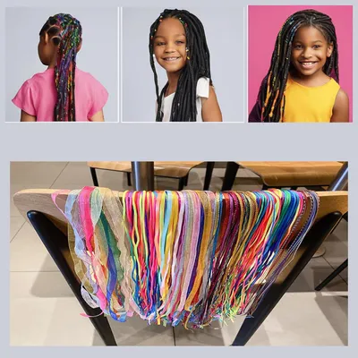 Produktbild von 20 Bunte Haarsträhnen - Für Zöpfe - Für Kinder - Halloween - Regenbogen Zopf Haargummi - Do-It-Yourself - Haaraccessoires