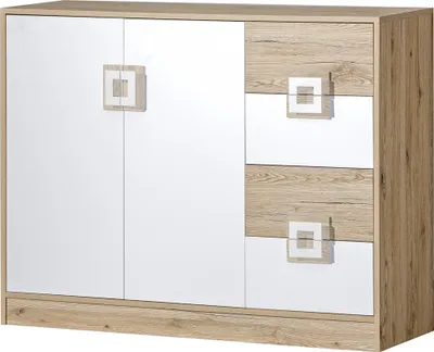 Image de Minio, commode 120 cm, "Nimes", couleur chêne clair / blanc