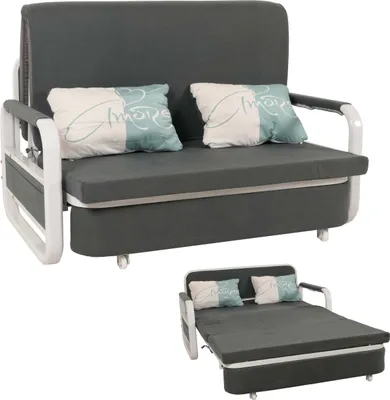 Produktbild von Schlafsofa MCW-M83, Schlafcouch Couch Sofa, Schlaffunktion Bettkasten Liegefläche, 130x185cm  Stoff/Textil dunkelgrau