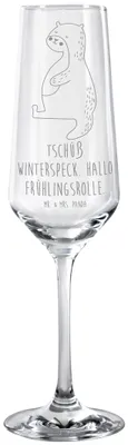 Produktbild von Mr. & Mrs. Panda Glas Otter Bauch - Transparent - Geschenk, Seeotter See, Sportmuffel, Winterspeck, Trinkglas, dick, Kelchglas, Sektflöte, Champagnerglas, Sektglas