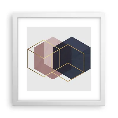 Produktbild von Gerahmtes Poster - Weißer Rahmen - Sechsecke Modern Gold - 30x30 cm - Wand Bild - Wanddeko - Wandbilder - Kunstposter - Wandposter - Bilderrahmen - Bilder - Kunstdruck - P2WAC30x30-4691