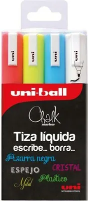 Obrázok produktu pre Uni-Ball ChalkGlass PWE-5M, Kovová, Viacfarebný, 4 farba/farieb, Stredná, Guličkové zakončenie, 1,8 mm